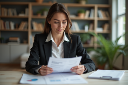 Femme d'affaires calme dans un bureau moderne
