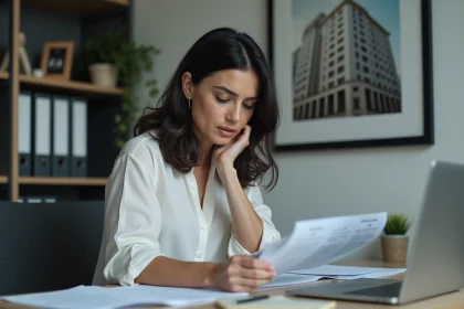 Femme d'affaires assise à son bureau moderne