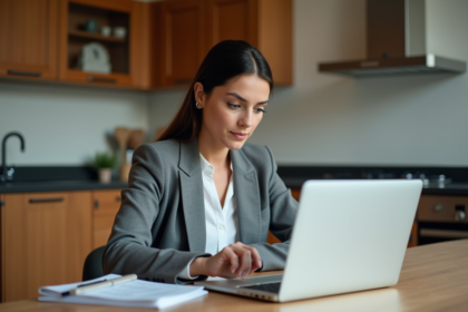 Femme en blazer et jeans recherche projets de construction