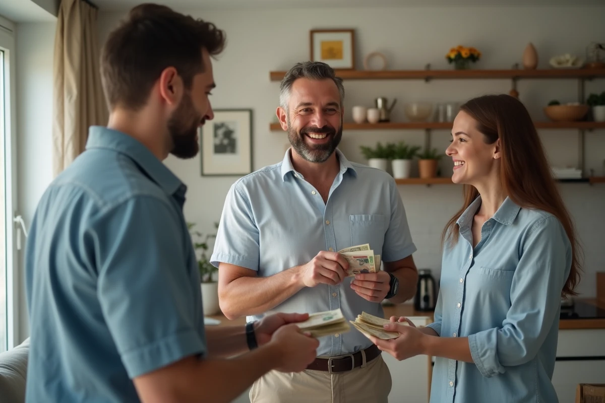 Homme remet des clés et de l