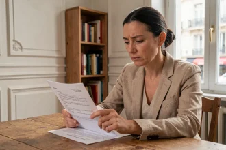 Locataire examinant un contrat de bail dans un appartement parisien, illustrant la réglementation des loyers en zone tendue
