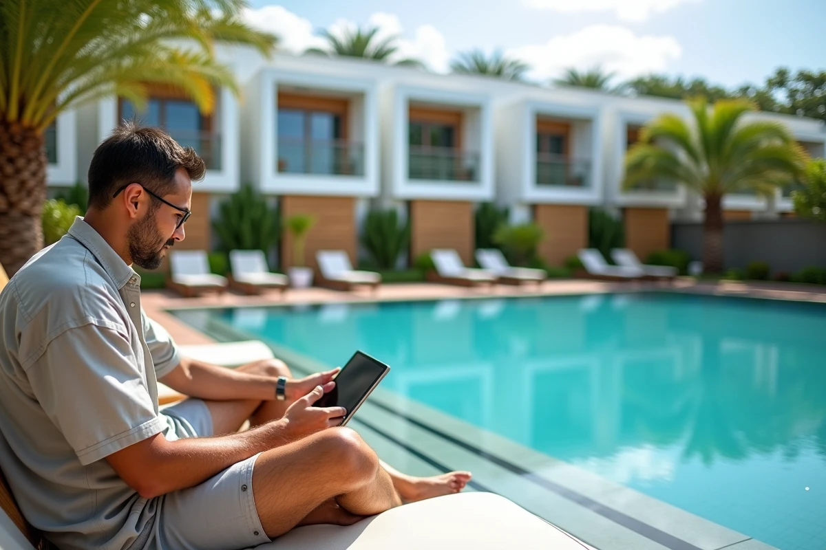 Piscine d'une résidence d'appartements en location à Phuket en Thaïlande avec locataire potentiel