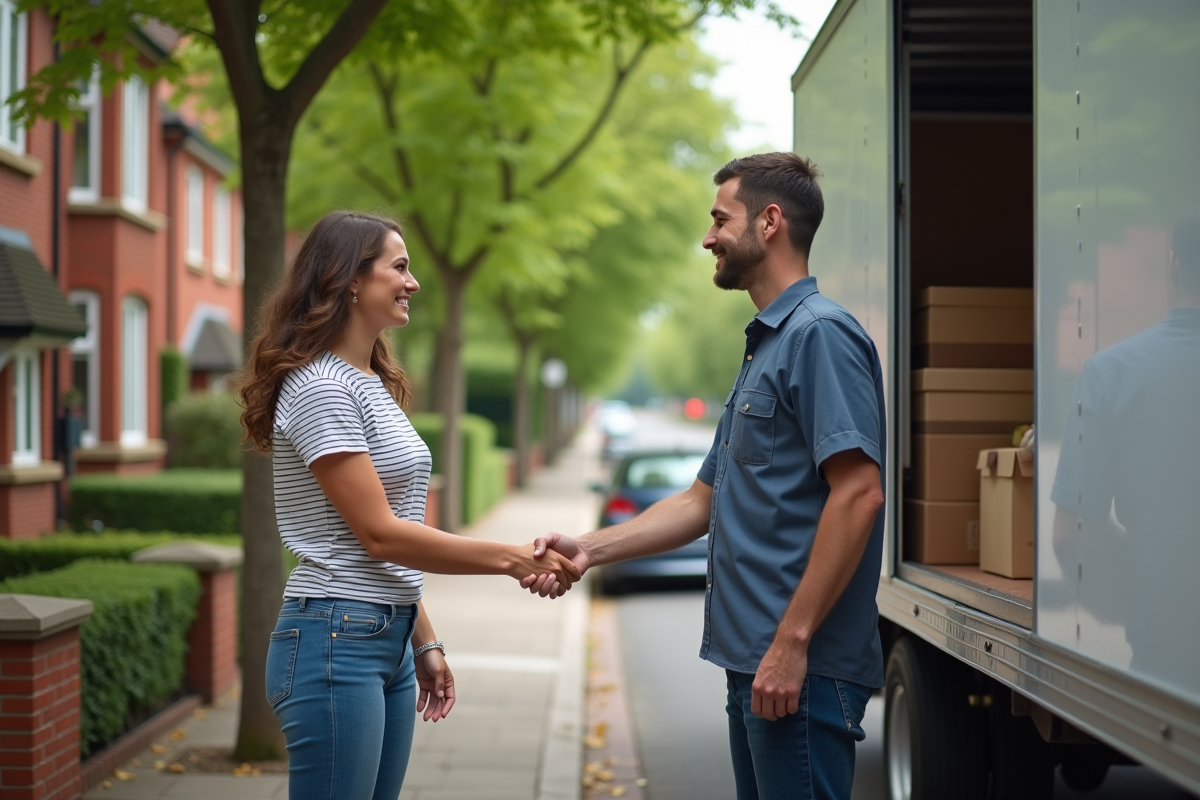 Femme souriante serrant la main d