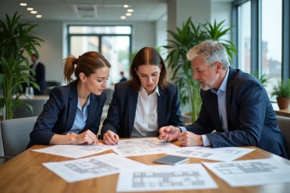 Réunion professionnelle d'un comité interprofessionnel du logement autour de documents de logement social