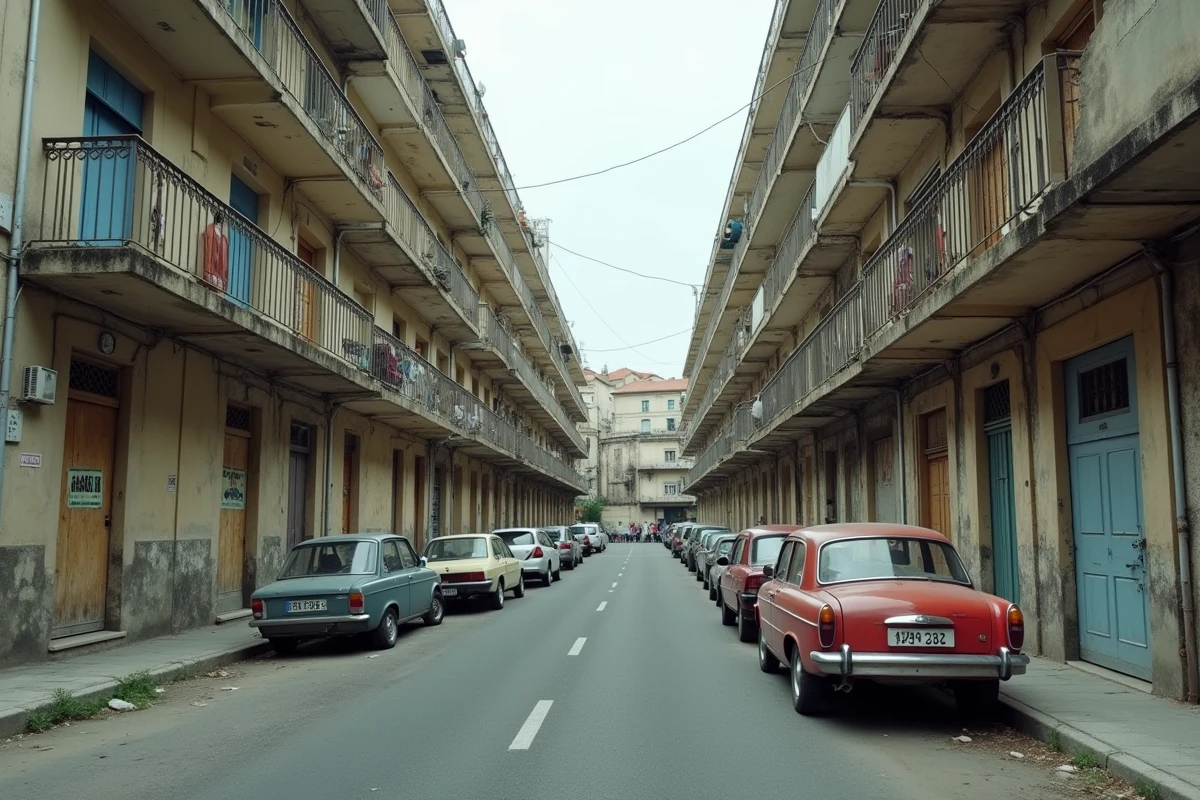 Rue dégradée d'un quartier à éviter à Fréjus impactant la valeur immobilière